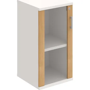 Policová skříň SZ 2 40 02 L – Skříň policová dvéřová 76,8 × 40 cm - Dub , Bílá , USH – hranatá