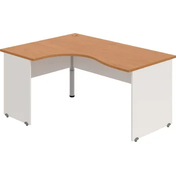 Psací stůl GE 2005 P – Stůl ergo pravý 160 × 120 cm - Olše , Bílá , Šedý kov