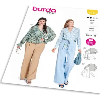 Volný čas Střih Burda 5746 - Propínací halenka, halenka se stahováním v pase