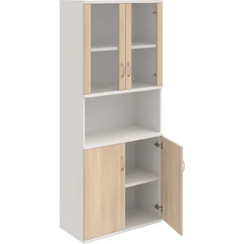 Policová skříň S 5 80 07 – Skříň policová dvéřová 192 × 80 cm - Akát , Bílá , USN – Hobis