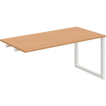 Psací stůl UJ O 1600 R – Stůl jednací rovný délky 160 cm, k řetězení - Buk , Bílý kov