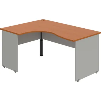 Psací stůl GE 2005 P – Stůl ergo pravý 160 × 120 cm - Třešeň , Šedá , Černý kov