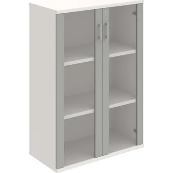 Policová skříň SZ 3 80 04 – Skříň policová dvéřová 115,2 × 80 cm - Šedá , Bílá , USH – hranatá