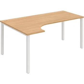 Psací stůl UE 1800 P – Stůl ergo pravý 180 × 120 cm - Dub , Bílý kov