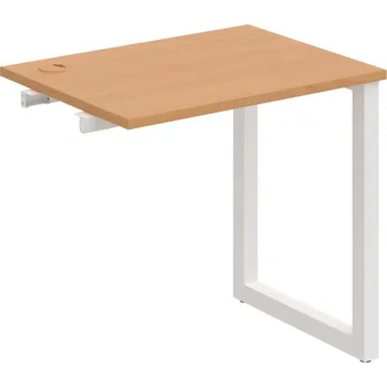 Psací stůl UE O 800 R – Stůl pracovní délky 80 cm, hl. 60 cm, k řetězení - Buk , Bílý kov
