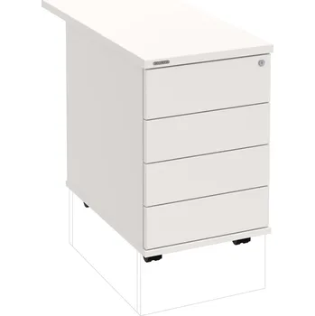 Zásuvkový kontejner K 34 C PTO P 80 – Kontejner, 4 zásuvky, cent. zamykání, bezúchytkové otevírání, léta podél, hl. 80 cm - Bílá , Bílá