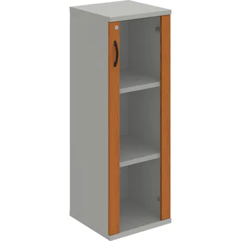 Policová skříň SZ 3 40 02 P – Skříň policová dvéřová 115,2 × 40 cm - Třešeň , Šedá , UCO – černá