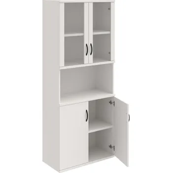 Policová skříň S 5 80 07 – Skříň policová dvéřová 192 × 80 cm - Bílá , Bílá , UCO – černá