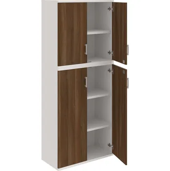 Policová skříň SZ 5 80 06 – Skříň policová dvéřová 192 × 80 cm - Ořech , Bílá , USH – hranatá