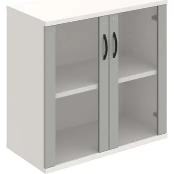 Policová skříň SZ 2 80 02 – Skříň policová dvéřová 76,8 × 80 cm - Šedá , Bílá , UCO – černá