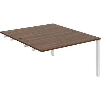 Psací stůl USD 1400 R – Stůl pracovní 140 × 160 cm, k řetězení - Ořech , Bílý kov