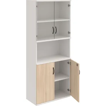 Policová skříň SZ 5 80 10 – Skříň policová dvéřová 192 × 80 cm - Akát , Bílá , UCO – černá