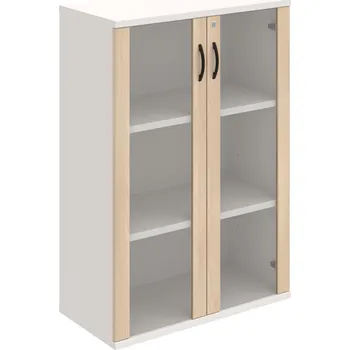 Policová skříň SZ 3 80 04 – Skříň policová dvéřová 115,2 × 80 cm - Akát , Bílá , UCO – černá