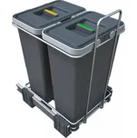 Vestavný odpadkový koš Elletipi ECOFIL - výsuvný, s rámem, 8+8 L, PF01 34C2