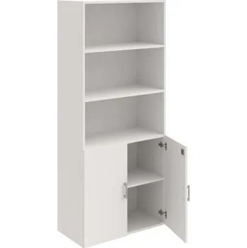 Policová skříň DZ 5 80 03 – Skříň policová dvéřová 185 × 80 cm - Bílá , Bílá , USH – hranatá