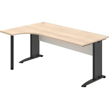 Psací stůl CE 1800 P – Stůl ergo pravý 180 × 120 cm - Akát , Bílá , Černý kov