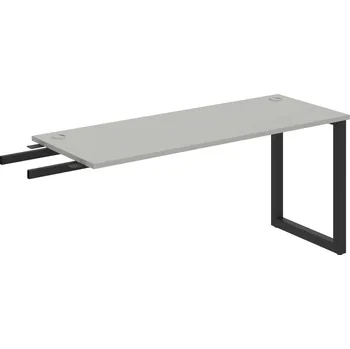 Psací stůl UE O 1600 RU – Stůl pracovní délky 160 cm, hl. 60 cm, k řetězení - Šedá , Černý kov