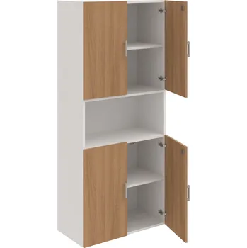 Policová skříň DZ 5 80 05 – Skříň policová dvéřová 185 × 80 cm - Višeň , Bílá , USH – hranatá