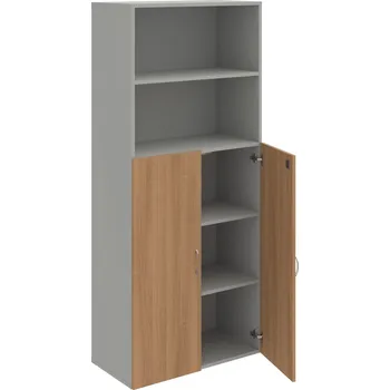 Policová skříň DZ 5 80 04 – Skříň policová dvéřová 185 × 80 cm - Višeň , Šedá , USN – Hobis