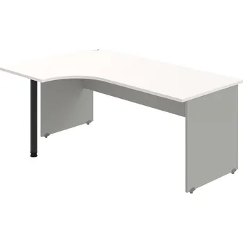 Psací stůl GE 1800 60 P – Stůl ergo 180 × 120 cm, pravý - Bílá , Šedá , Černý kov