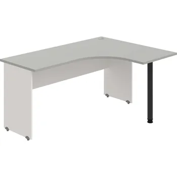 Psací stůl GE 60 L – Stůl ergo levý 160 × 120 cm - Šedá , Bílá , Černý kov