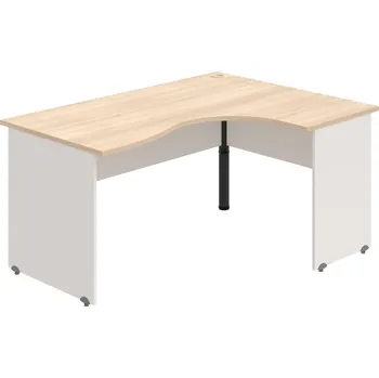 Psací stůl GE 2005 L – Stůl ergo levý 160 × 120 cm - Akát , Bílá , Černý kov