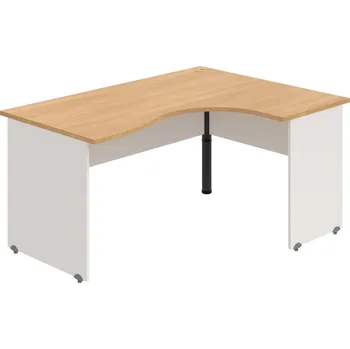 Psací stůl GE 2005 L – Stůl ergo levý 160 × 120 cm - Dub , Bílá , Černý kov