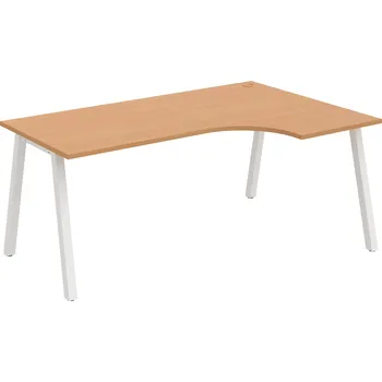 Psací stůl UE A 1800 60 L – Stůl ergo 180 × 120 cm, levý - Buk , Bílý kov