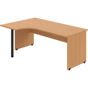 Psací stůl GE 1800 60 P – Stůl ergo 180 × 120 cm, pravý - Buk , Buk , Černý kov