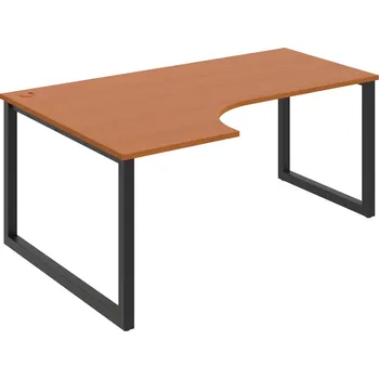 Psací stůl UE O 1800 60 P – Stůl ergo 180 × 120 cm, pravý - Třešeň , Černý kov
