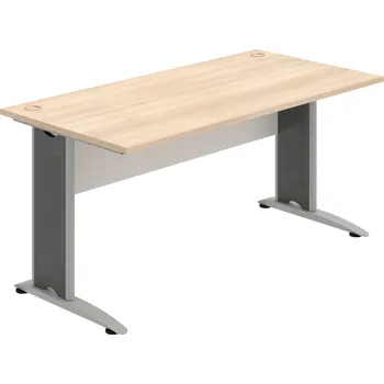 Psací stůl CS 1600 – Stůl pracovní rovný 160 cm - Akát , Bílá , Šedý kov