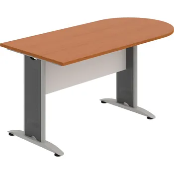 Jednací stůl CP 1600 1 – Stůl jednací oblouk 160 cm - Třešeň , Bílá , Šedý kov