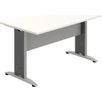 Jednací stůl CJ 1400 – Stůl jednací rovný 140 cm - Bílá , Šedá , Šedý kov