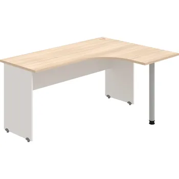 Psací stůl GE 60 L – Stůl ergo levý 160 × 120 cm - Akát , Bílá , Šedý kov