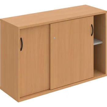 Policová skříň SZ 2 120 02 – Skříňka s posuv. dveřmi 76,8 × 120 cm - Buk , Buk , UCO – černá