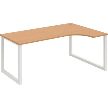 Psací stůl UE O 1800 L – Stůl ergo 180 × 120 cm, levý - Buk , Bílý kov