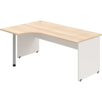 Psací stůl GE 1800 60 P – Stůl ergo 180 × 120 cm, pravý - Akát , Bílá , Šedý kov
