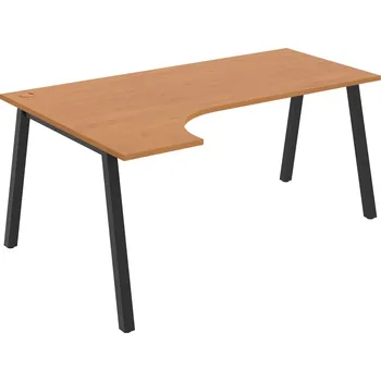 Psací stůl UE A 1800 P – Stůl ergo 180 × 120 cm, pravý - Olše , Černý kov