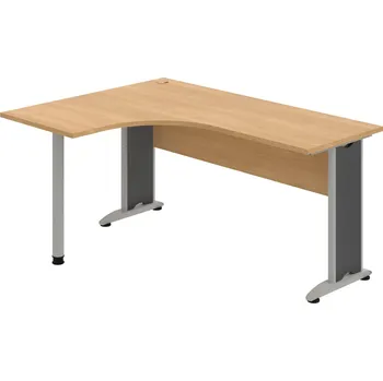 Psací stůl CE 60 P – Stůl ergo pravý 160 × 120 cm - Dub , Dub , Šedý kov