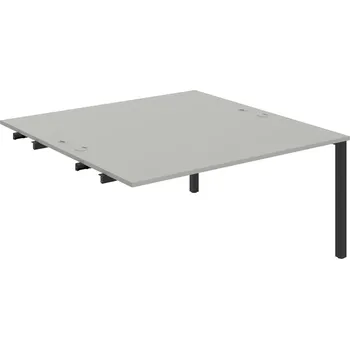 Psací stůl USD 1600 R – Stůl pracovní 160 × 160 cm, k řetězení - Šedá , Černý kov