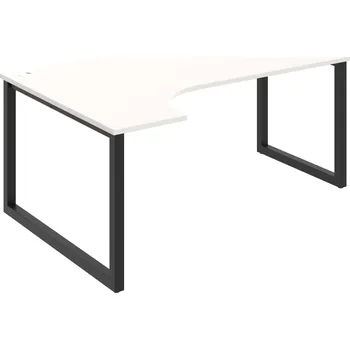 Psací stůl UE O 1800 P – Stůl ergo 180 × 120 cm, pravý - Bílá , Černý kov