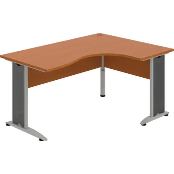 Psací stůl CE 2005 L – Stůl ergo levý 160 × 120 cm - Třešeň , Třešeň , Šedý kov