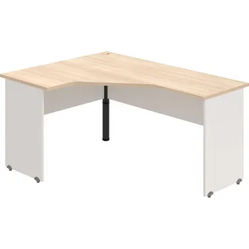 Psací stůl GEV 60 P – Stůl ergo pravý 160 × 120 cm - Akát , Bílá , Černý kov