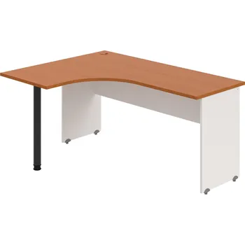 Psací stůl GE 60 P – Stůl ergo pravý 160 × 120 cm - Třešeň , Bílá , Černý kov