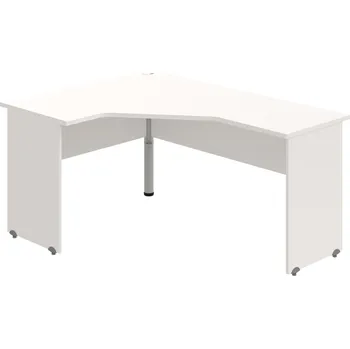 Psací stůl GEV 60 P – Stůl ergo pravý 160 × 120 cm - Bílá , Bílá , Šedý kov