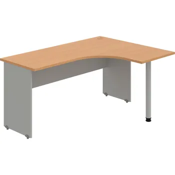 Psací stůl GE 60 L – Stůl ergo levý 160 × 120 cm - Buk , Šedá , Šedý kov