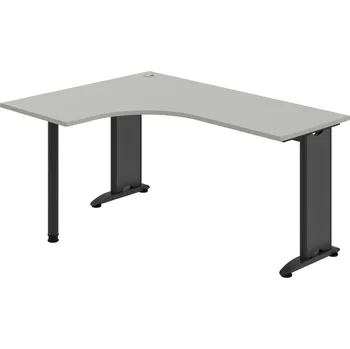 Psací stůl FE 60 P – Stůl ergo pravý 160 × 120 cm - Šedá , Černý kov
