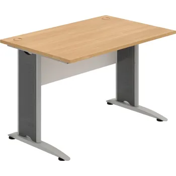 Psací stůl CS 1200 – Stůl pracovní rovný 120 cm - Dub , Bílá , Šedý kov