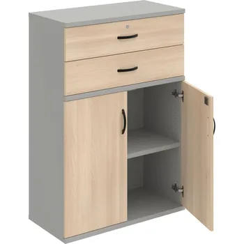 Policová skříň SZ 3 80 03 – Skříň policová zásuvková 115,2 × 80 cm - Akát , Šedá , UCO – černá