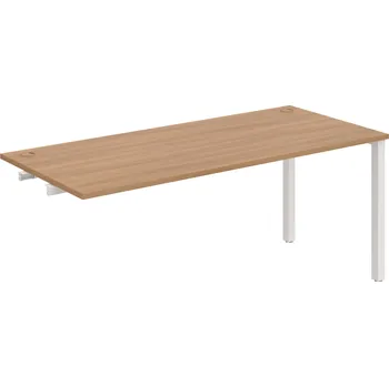 Psací stůl US 1800 R – Stůl pracovní délky 180 cm, k řetězení - Višeň , Bílý kov